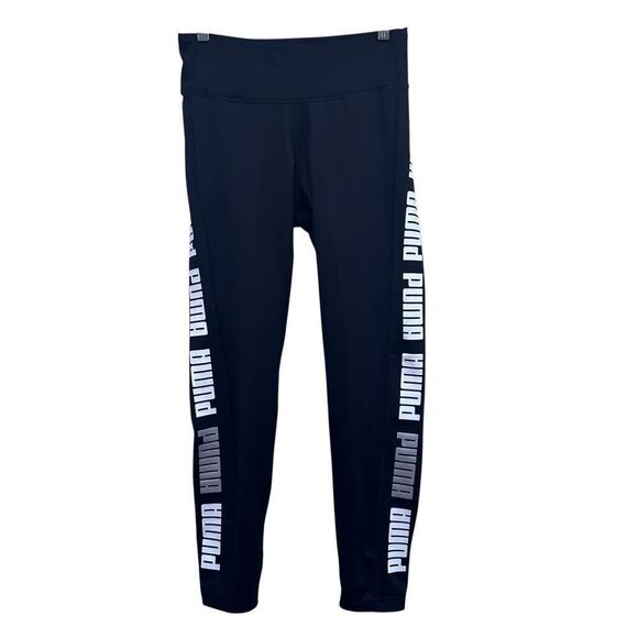 Puma Modern Sports Fold-up Leggings Women's Medium Black Pull-on Activewear - Picture 2 of 13